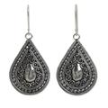 Silver dangle earrings, 'Thai Dew'