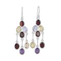 Wondrous Colors,'Handcrafted Multigemstone Indian Chandelier Earrings'