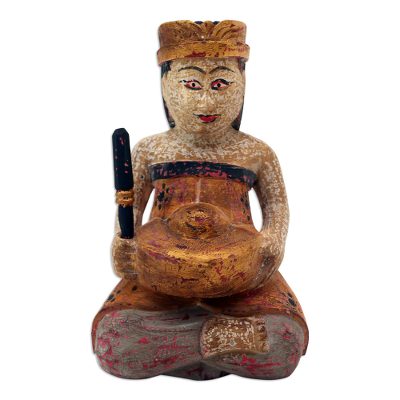Rhythmic Kempul,'Albesia Wood Statuette with Music Motif'
