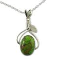 'Green Dew' - Fair Trade Sterling Silver Necklace with Composite T
