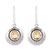 Lemon Orbs,'Sterling Silver and Yellow Citrine Round Dangle Earrings'