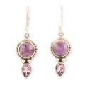 Indian Mist,'Hand Crafted Sterling Silver Amethyst Dangle Earrings India'