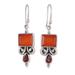 Red Vibrancy,'Sterling Silver Dangle Earrings with Carnelian Garnet Stones'