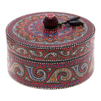 Black Tides,'Hand-Painted Mango Wood Decorative Box with Black Beads'