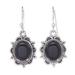 Midnight Spark,'Black Onyx Cabochon Sterling Silver Dangle Earrings'