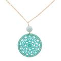 Cyrene,'Aqua Crocheted Pendant Necklace with Amazonite'