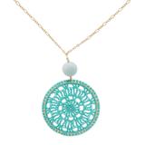 Cyrene,'Aqua Crocheted Pendant Necklace with Amazonite'