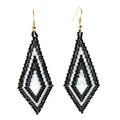 Graceful Diamond,'Diamond Shaped Beaded Dangle Earrings Handcrafted in Mexico'