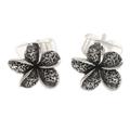 Dark Jepun,'Frangipani Flower Sterling Silver Stud Earrings from Bali'