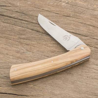 French Camembert,'Folding Olive Wood Cheese Knife from France'