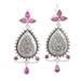 Pink Manor,'Leafy Sterling Silver Dangle Earrings with Cubic Zirconia'