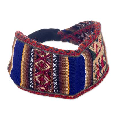 Road to the Andes,'Acrylic Headband Crafted with Andean Textile in Vibrant Blue'