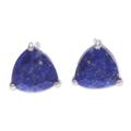 Winter Shine,'Faceted Lapis Lazuli and Sterling Silver Stud Earrings'