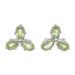 'Clover-Themed Button Earrings with Three-Carat Peridot Gems'