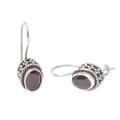 'Sterling Silver Drop Earrings with Two-Carat Garnet Gems'