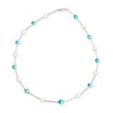 Innocence and Hope,'Polished Cultured Pearl and Turquoise Beaded Necklace'