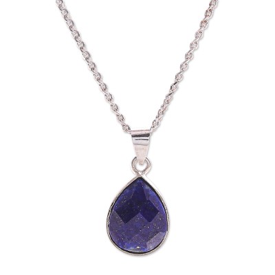 Winter Midnight,'Lapis Lazuli and Sterling Silver Pendant Necklace'