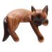 Sleeping Feline,'Sleeping Siamese Suar Wood Cat Statuette'