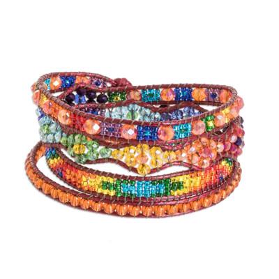 Bonds of Friendship,'Handcrafted Beaded Positive Energy Long Wrap Bracelet'