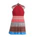 'Hmong Hill Tribe-Inspired Cotton Blend Sheath Dress in Red'