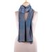 Blue Warmth,'Handloomed Striped Wool Scarf in Blue and Onyx Hues'