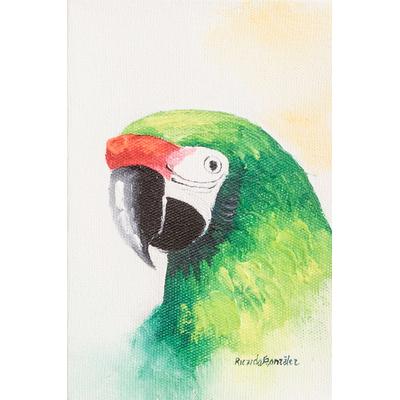 Free Macaw,'Impressionist Acrylic and Oil Painting of a Green Macaw'