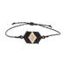 Black and Gold Diamond,'Black Unisex Glass Beaded Diamond Patterned Bracelet'