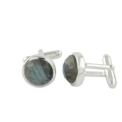 Labradorite cufflinks, 'Misty'