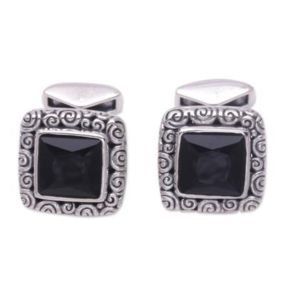 Onyx cufflinks, 'Intensity'