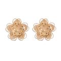 Intricate Flowers,'Floral Gold Plated Sterling Silver Filigree Button Earrings'