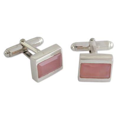 Chalcedony cufflinks, 'Opportunity'