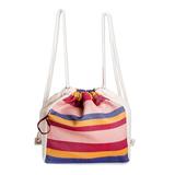 Springtime,'Foldable Cotton Drawstring Backpack with Colorful Stripes'