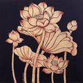 Peaceful Lotus II,'Nature Study Painting of Gilded Thai Lotus Blossoms'