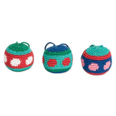 Colorful Fun,'Set of 3 Cotton Crocheted Ornaments ...
