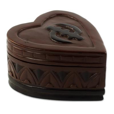 Heart of Africa,'Ghanaian Hand Carved Heart Shaped Jewelry Box'