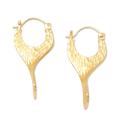 'Hammered 18k Gold-Plated Brass Drop Earrings from Bali'