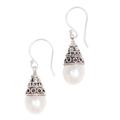 'Mystic Bells' - Sterling Silver and Pearl Dangle Earrings