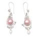 Candlelit Dinner,'Pink Cultured Pearl and Sterling Silver Dangle Earrings'