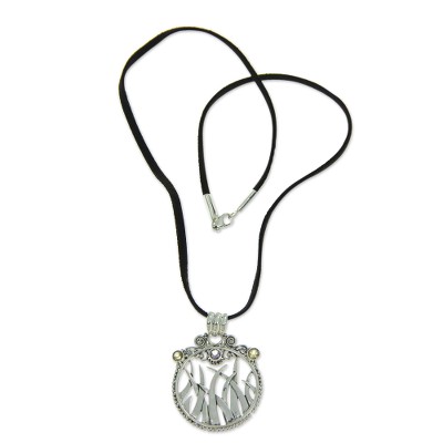 Citrine and amethyst pendant necklace, 'Sea Anemone'