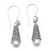 Sterling Silver and Cultured Pearl Dangle Earrings 'White Arabesque Dewdrop'