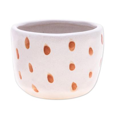 Speckled Bud,'Handcrafted Ceramic Flower Pot with Brown Speckle Pattern'