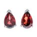 'Sterling Silver Drop Earrings with Pear-Shaped Garnet Gems'