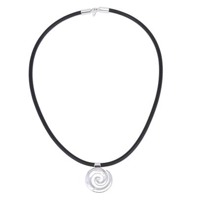 Spiral to Infinity,'Taxco Sterling Silver Spiral Pendant Necklace from Mexico'