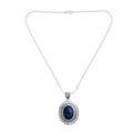 Lapis lazuli pendant necklace, 'Tribal Medallion'