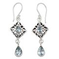 Blue topaz dangle earrings, 'Regal in Blue'