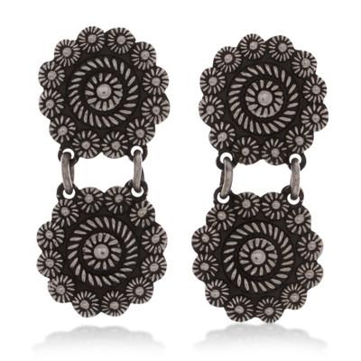 Sterling silver flower earrings, 'Spinning Daisies'