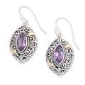 Defiant Beauty,'Gold Accent Amethyst Swirl Motif Dangle Earrings from Bali'