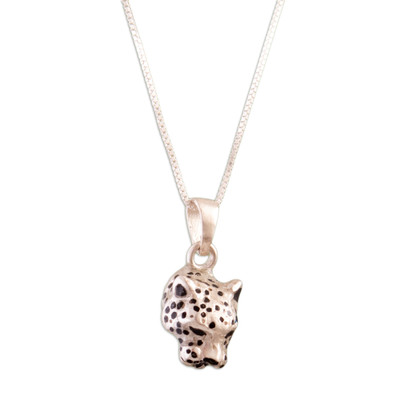 Courage Deity,'Jaguar Sterling Silver Pendant Necklace'