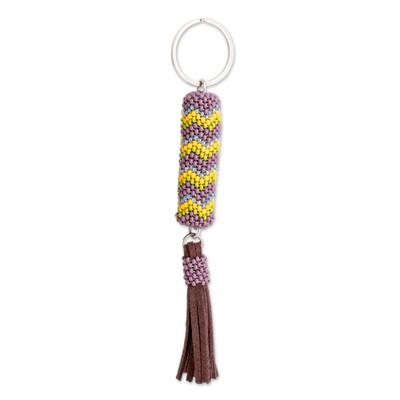 Absolute Harmony,'Beaded Leather Keychain and Bag Charm Handmade in Guatemala'