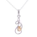 Sunny Twist,'Rhodium Plated Citrine Pendant Necklace from India'